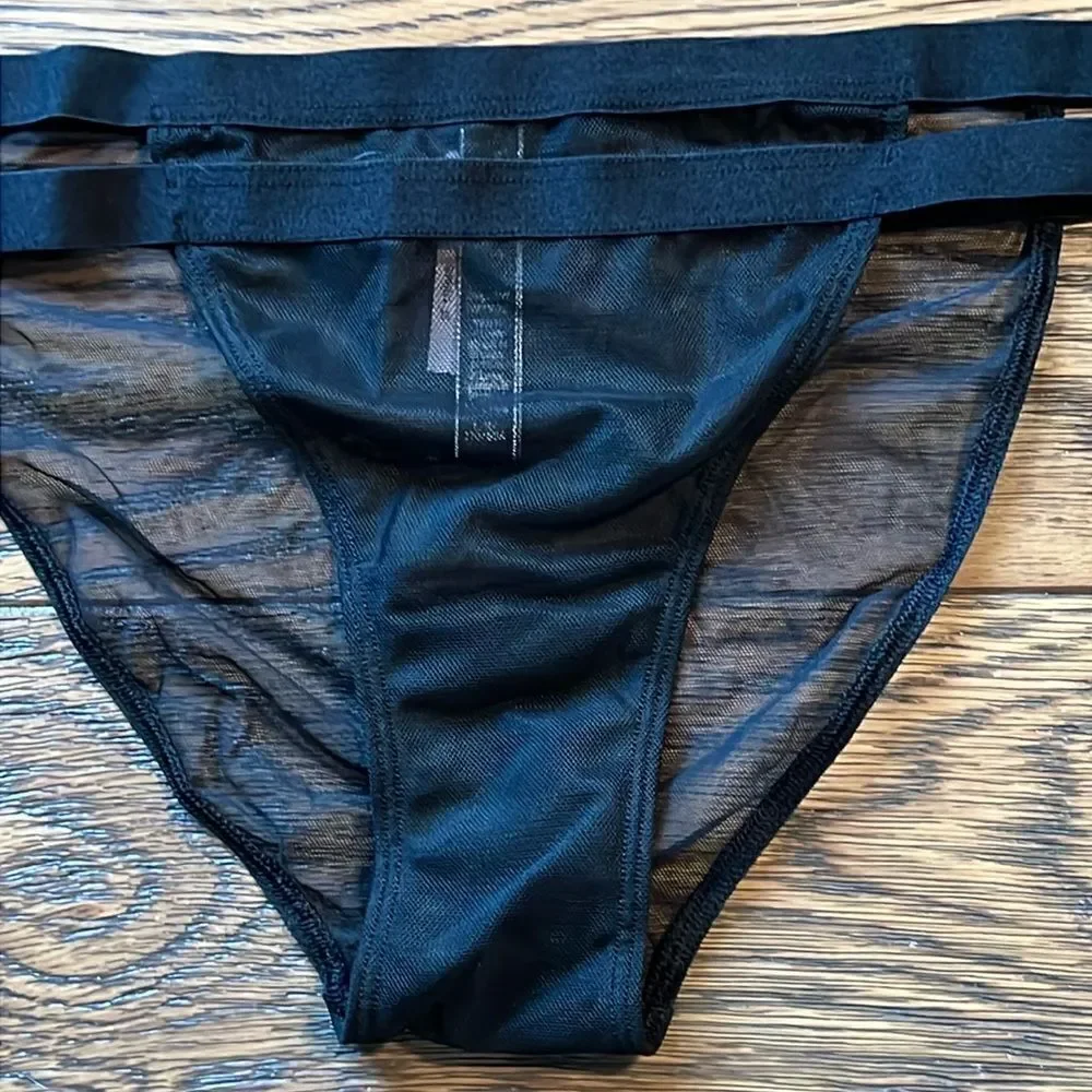 NWT Victoria Secret black, sheer string, bikini, panties D14‎